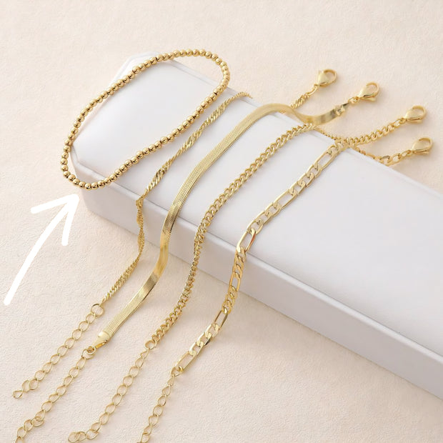 PULSERA DE BOLITAS 3 mm DORADA