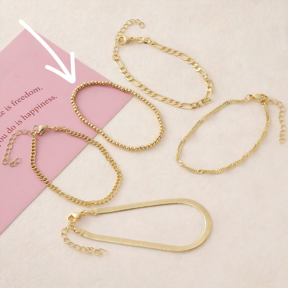 PULSERA DE BOLITAS 3 mm DORADA