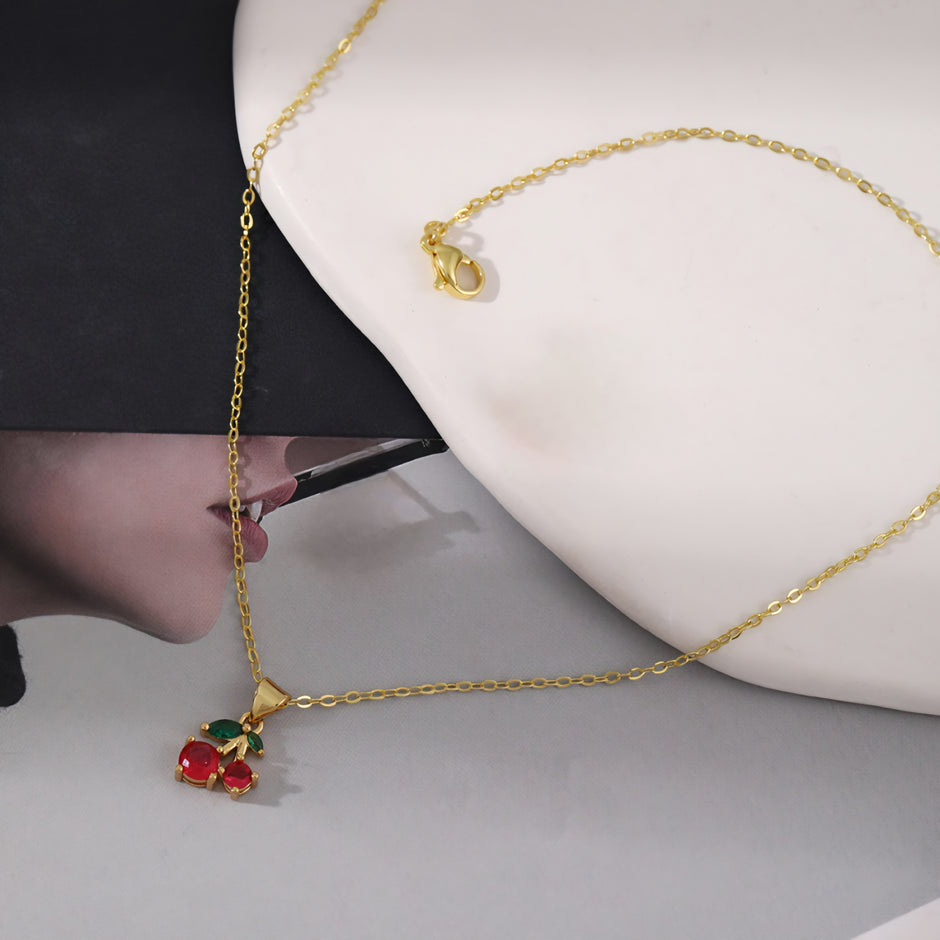 COLLAR CEREZA CON ZIRCONIAS