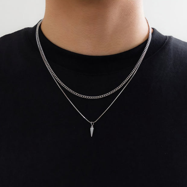 COLLAR DOBLE DIJE DE PUNTA