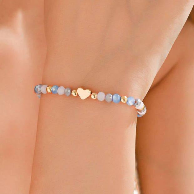 PULSERA CORAZÓN CON CRISTALES FACETADOS