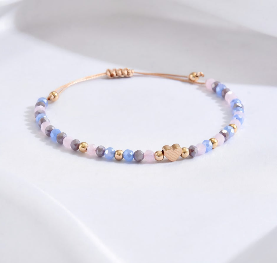 PULSERA CORAZÓN CON CRISTALES FACETADOS