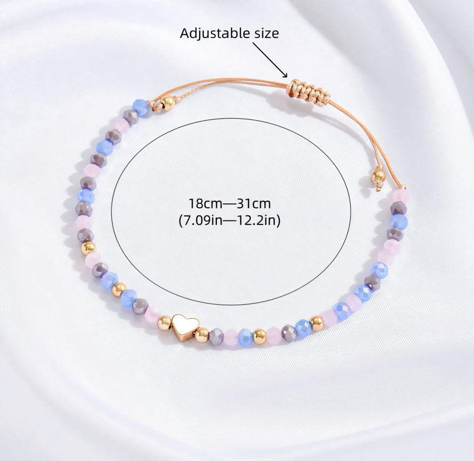 PULSERA CORAZÓN CON CRISTALES FACETADOS