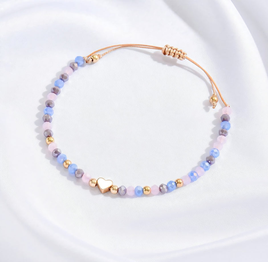 PULSERA CORAZÓN CON CRISTALES FACETADOS