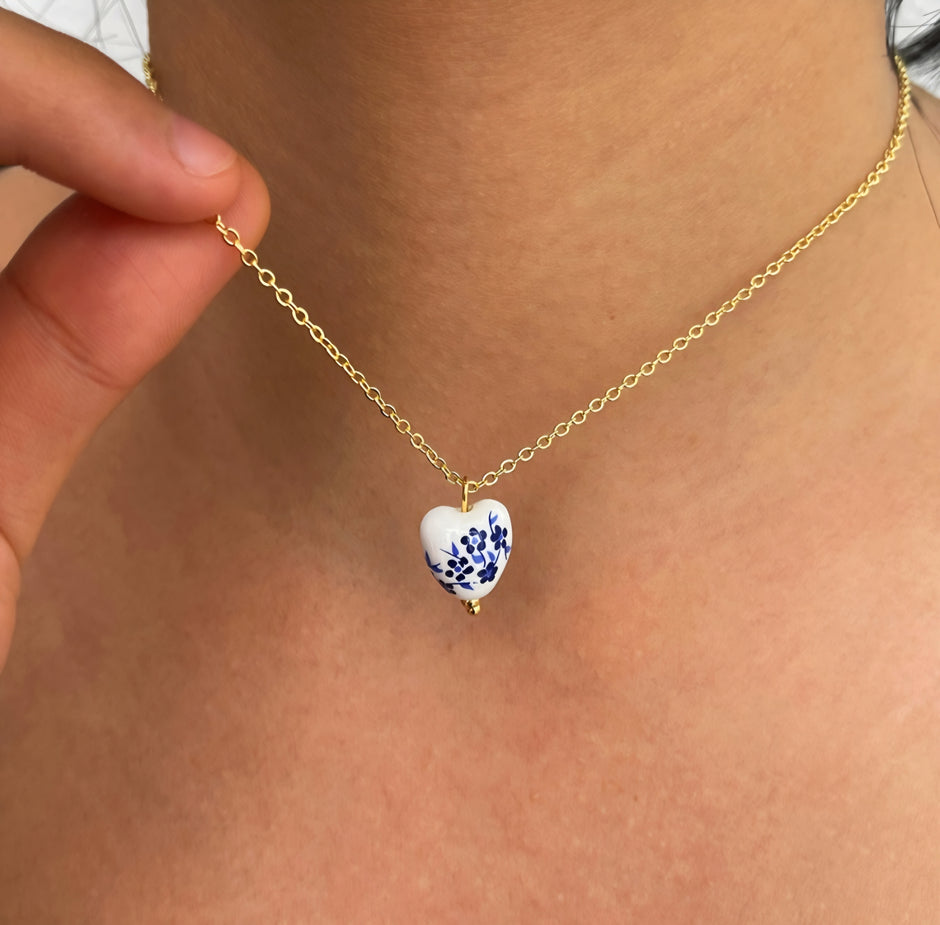 COLLAR CORAZÓN CERÁMICO ESTAMPADO