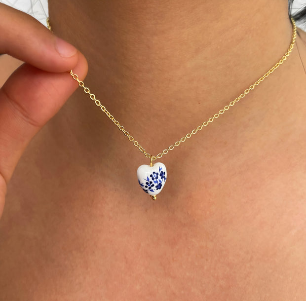 COLLAR CORAZÓN CERÁMICO ESTAMPADO