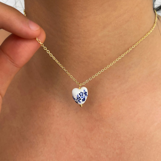 COLLAR CORAZÓN CERÁMICO ESTAMPADO