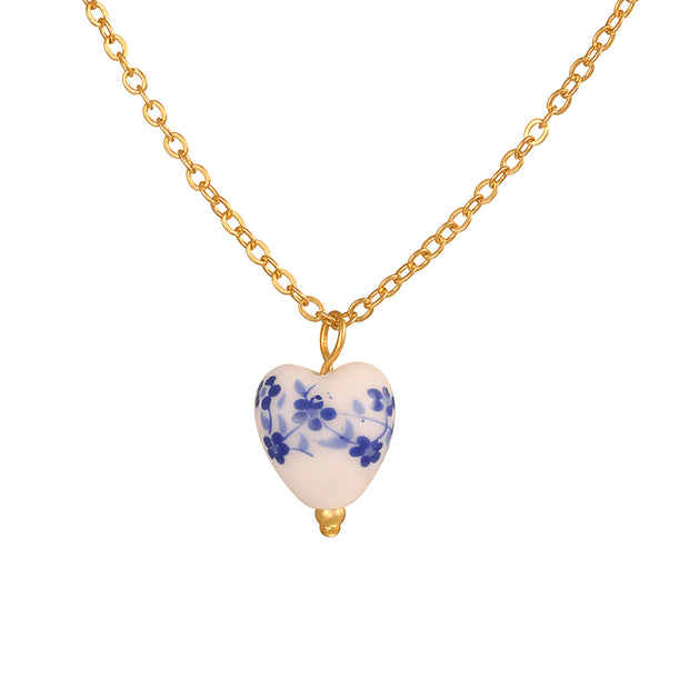 COLLAR CORAZÓN CERÁMICO ESTAMPADO