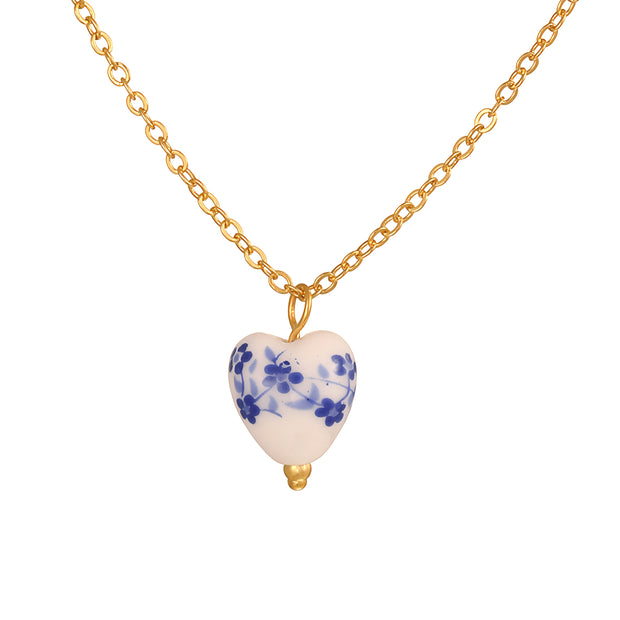 COLLAR CORAZÓN CERÁMICO ESTAMPADO