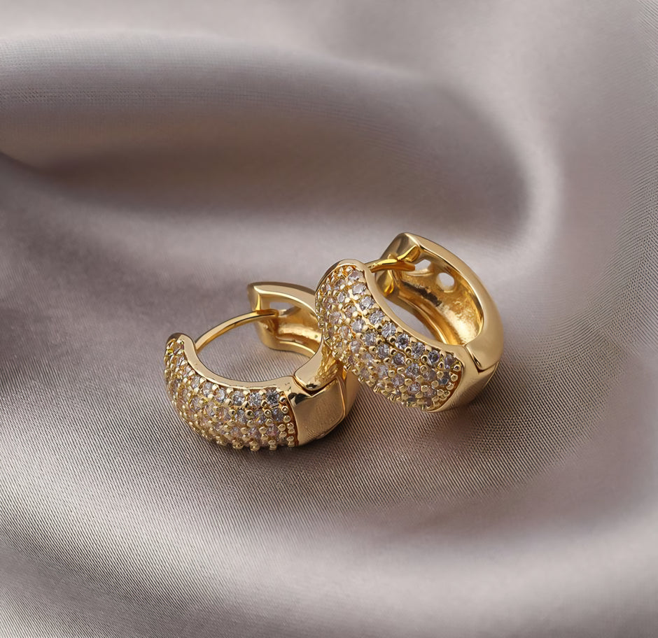 ARETES HUGGIES REDONDOS PAVÉ