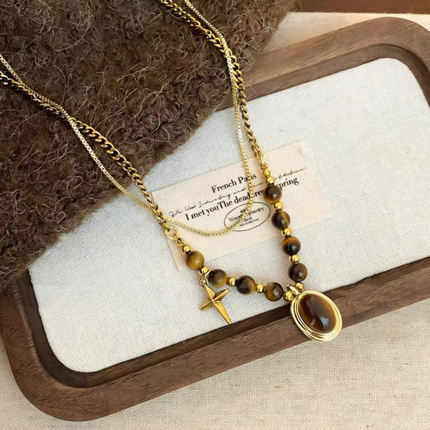 COLLAR DOBLE OJO DE TIGRE