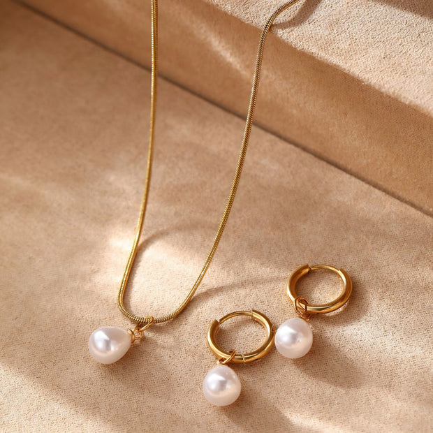 SET 2 PZ COLLAR Y ARETES CON PERLAS