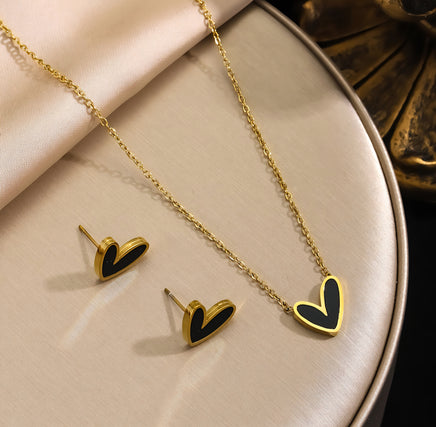 SET 2PZ CORAZON BLACK & GOLD