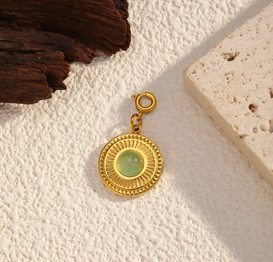 DIJE REDONDO CON PIEDRA NATURAL