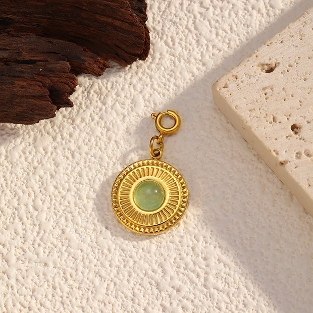 DIJE REDONDO CON PIEDRA NATURAL